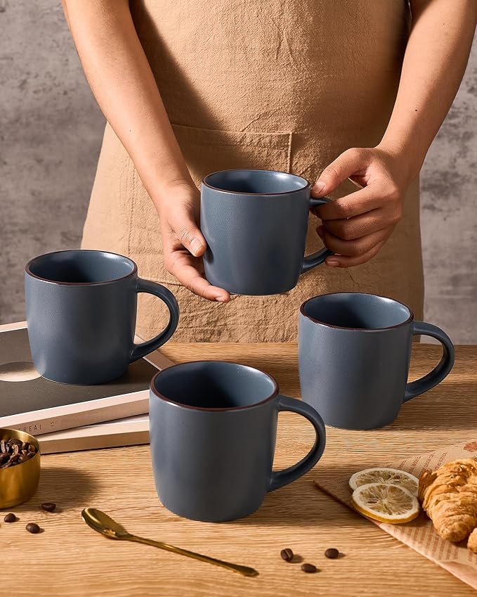 famiware Mercury Coffee Mugs 13 oz, Coffee Mugs Set of 6 with Handle, Ceramic Cups for Latte, Hot Tea, Cappuccino, Mocha, Cocoa, Charcoal - Image 7