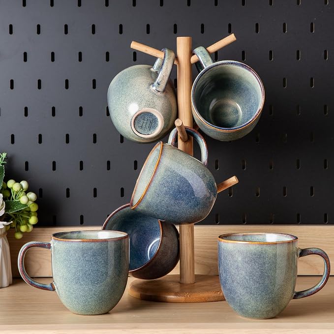 AmorArc 12oz Coffee Mugs, Ceramic Coffee Mugs set of 6 for Man, Woman, Dad, Mom, Modern Coffee Mugs with handle for Latte/Cappuccino/Milk/Cocoa. Dishwasher&Microwave Safe, Ceylon Blue - Image 7