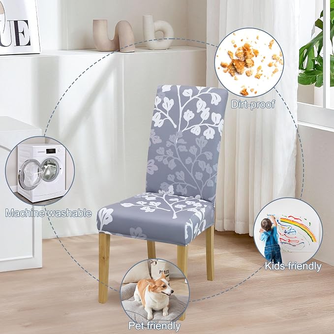 Dining Chair Covers, Stretch Seat Covers, Washable Furniture Protector | Washable, Stretch Fit, Soft, Non Slip, Dining Chair Covers, Seat Protector, Furniture Protector - Image 6