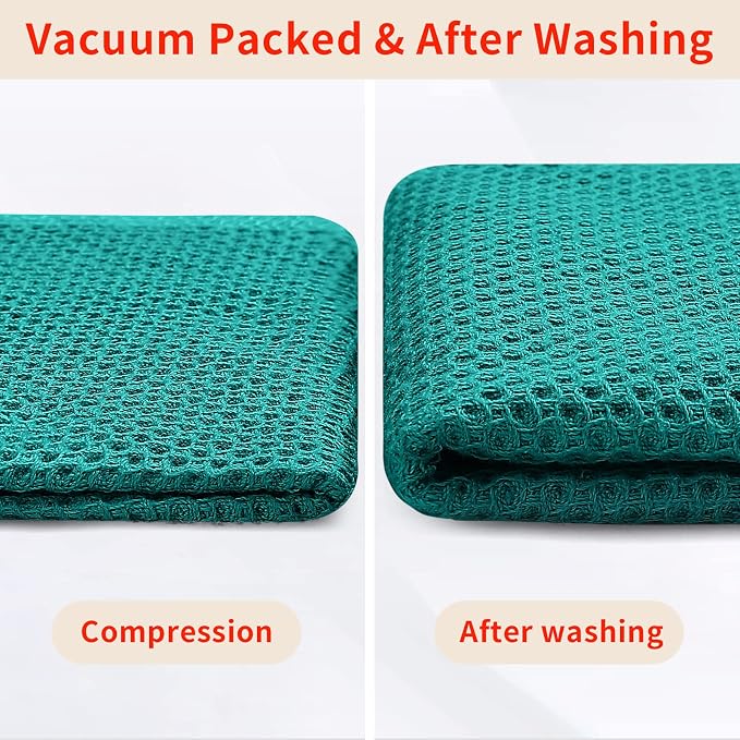 Homaxy 100% Cotton Waffle Weave Kitchen Dish Towels 12-Pack, Teal | 13 x 28 Inches, Ultra Soft Absorbent Dish Towels, Quick Drying Cleaning Towels - Image 7