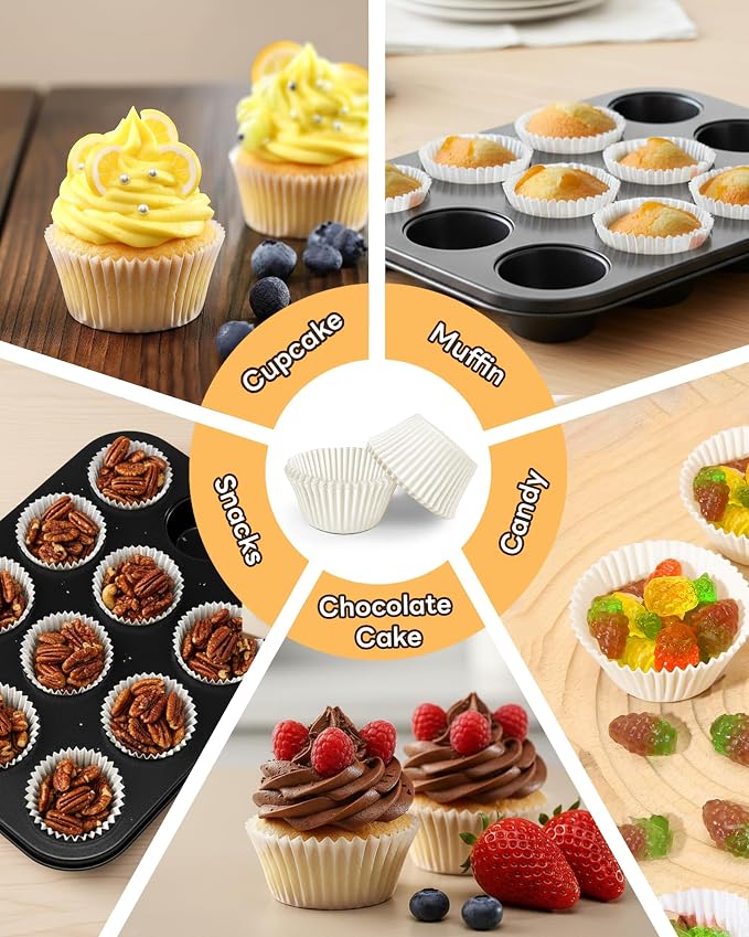 Bake Choice 400pcs White Cupcake Liners for Baking, Mini Muffin Liners | Greaseproof Muffin Liners,Non-Stick, Food Grade Cupcake Wrapper for for Party, Wedding, Birthday, Christmas, Valentines - Image 6