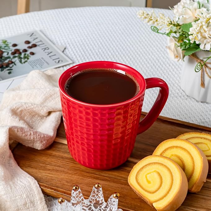 Large Coffee Mugs, 20 oz Ceramic Coffee Cups with Handle, 2PCS, Red | Porcelain Big Tea Cups for Office and Home, Latte Cocoa, Microwave & Dishwasher Safe, Lead-Free, Wedding & Housewarming Gift - Image 9