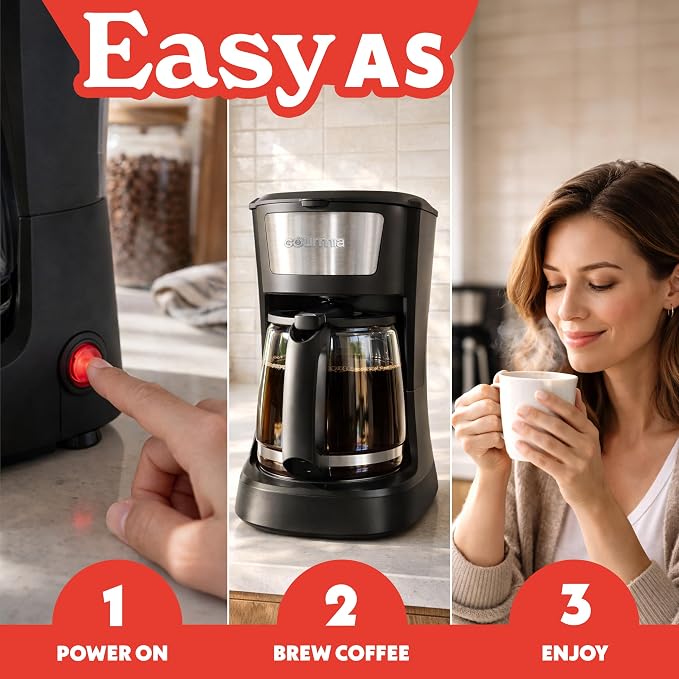 Gourmia 12 Cup One-Touch Coffee Maker – Pause and Serve with Automatic Keep Warm, Easy View Water Window, Compact Design, Stainless Steel Accents, Black - Image 9