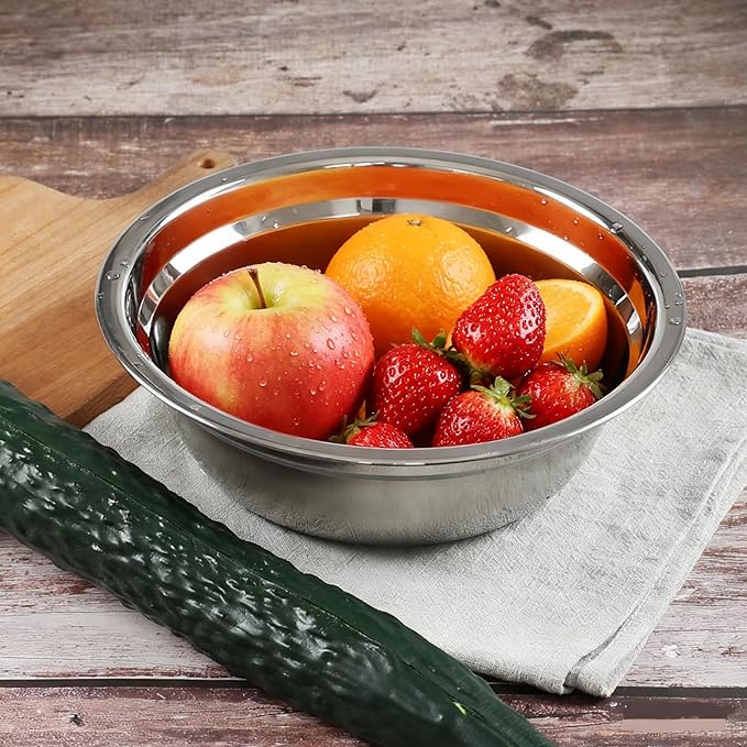 Mixing Bowls Set of 4 Metal Prep Bowls, Stainless Steel Nesting Bowls