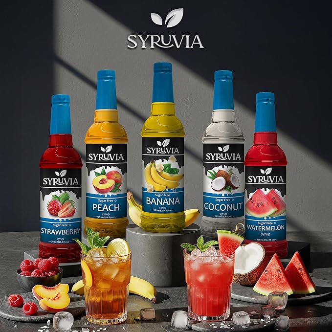 Syruvia Sugar-Free Mango Syrup, Flavored Syrup for Drinks, Cocktails, Lemonades, Iced Teas, and Desserts β 25.4 fl oz