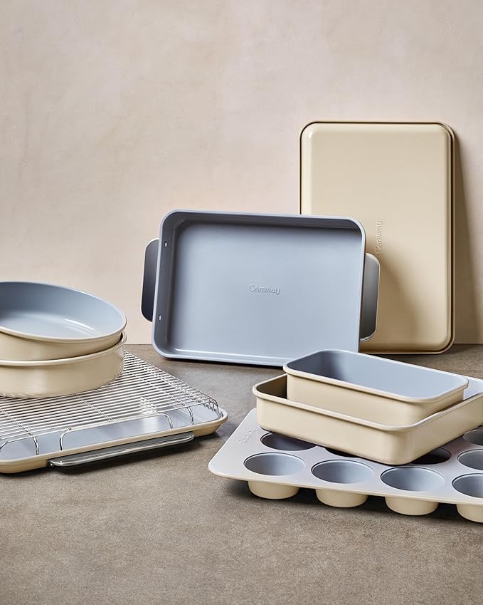 Caraway Non-Stick Ceramic 1 lb Loaf Pan Duo - Naturally Slick Ceramic Coating - Non-Toxic, PTFE & PFOA Free - Perfect for Pound Cakes, Breads, & More - Slate