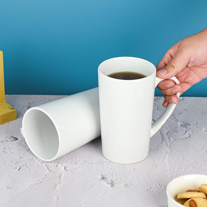 BYCNZB 22oz white Super Large tall Ceramic Coffee Mugs Large Handles Set of 4 - Image 7