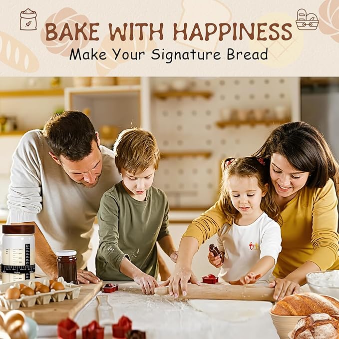 Sourdough Kit, 40oz Sourdough Starter Kit, 2 Silicone Banneton 9 Bread Proofing Baskets,Complete Sourdough Bread Baking Supplies for Beginners,sourdough bread baking supplies