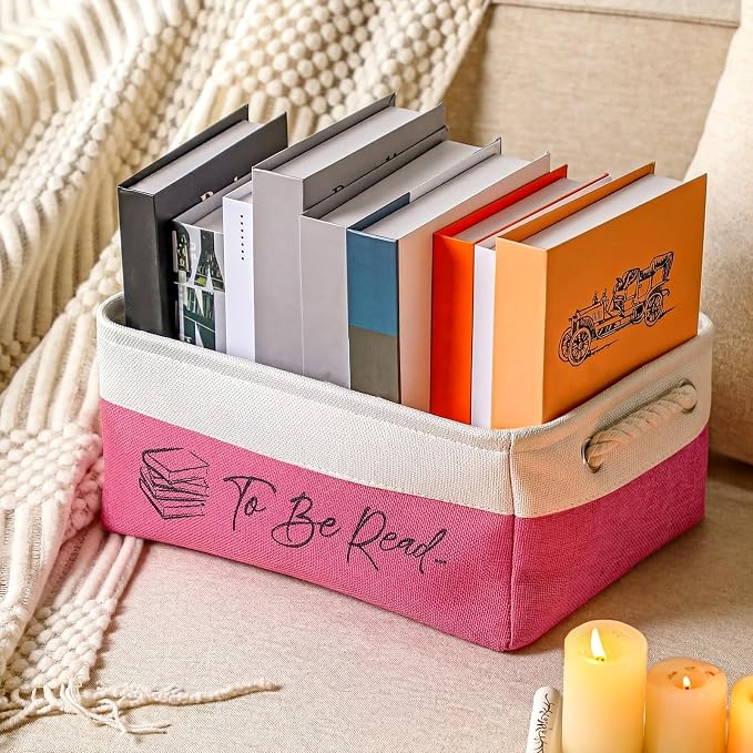 Marsui Book Lover Gifts Tbr Book Storage Basket to Be Read List Storage Bin Bookish Accessories Bookworm Gift for Club Members Student Teacher Reading Accessories - Image 7