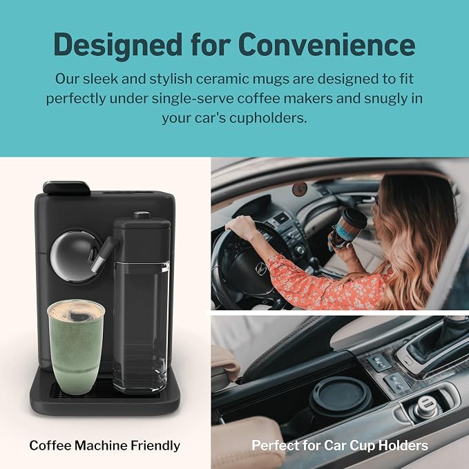 NOVA CERAMICS Travel Mug – Travel Coffee Tumbler – On the Go Coffee Mug – Microwave & Dishwasher Safe Green CoffeeTumbler - Gifts for Women Men Him Her – 12oz – Emerald - Image 6