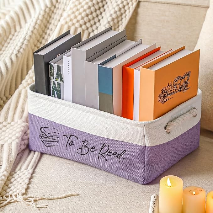 Marsui Book Lover Gifts Tbr Book Storage Basket to Be Read List Storage Bin Bookish Accessories Bookworm Gift for Club Members Student Teacher Reading Accessories - Image 7