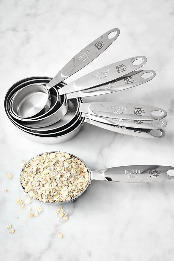 King Arthur Baking Company Easy Scoop Oval Measuring Cups, 18/8 Stainless Steel, 7-Piece Set