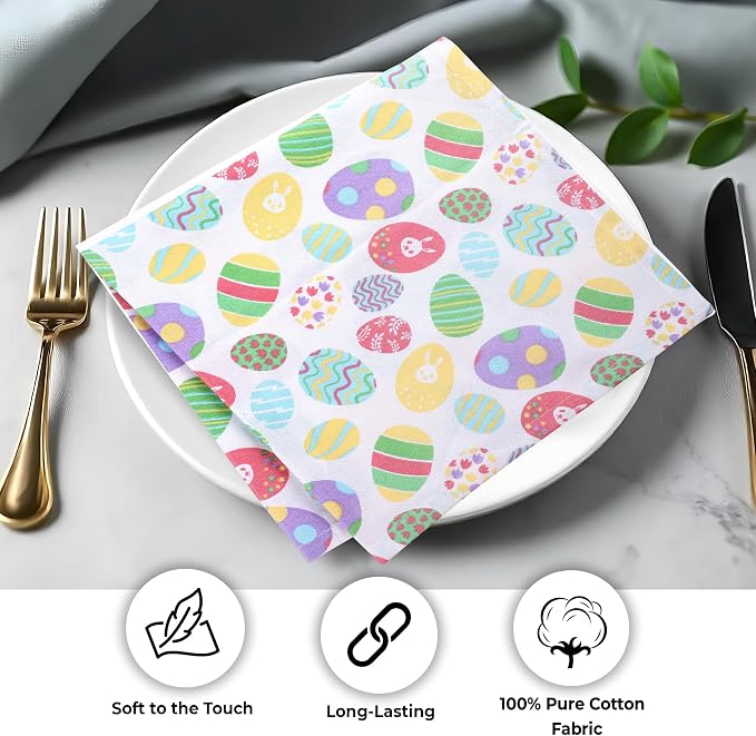 Urban Villa Cloth Napkins Cotton 20x20 (Set of 12) Egg Print - Image 9