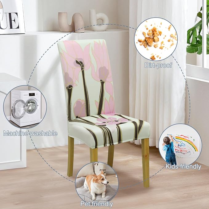 Dining Chair Covers, Stretch Seat Covers, Washable Furniture Protector | 4 Pack, Washable, Stretch Fit, Soft, Non Slip, Dining Chair Covers, Seat Protector, Furniture Cover,Easy Clean - Image 6