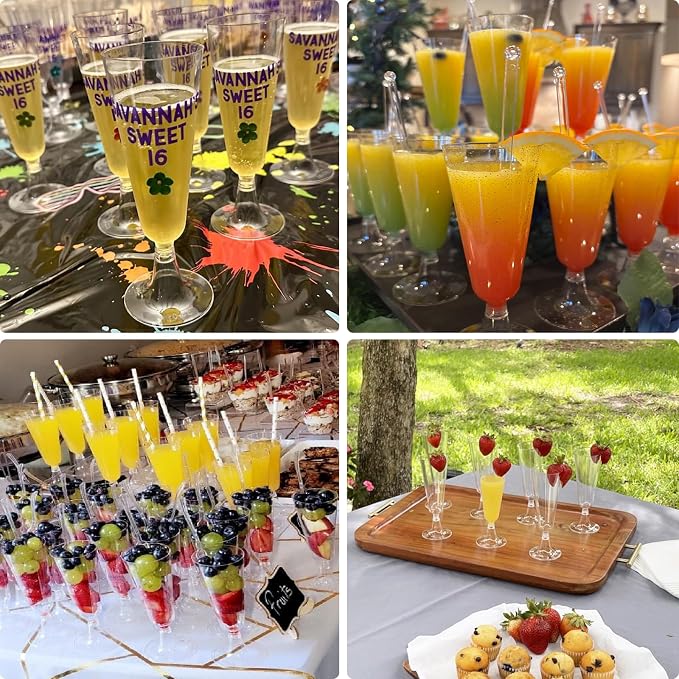 SUREHOME Plastic Champagne Flutes Disposable Champagne Glasses 20 Pack 5 Oz Clear Plastic Mimosa Glasses Acrylic Wedding Toasting Cups for Graduation Birthday Party Supplies 2026 Bar Cocktail Cups - Image 7
