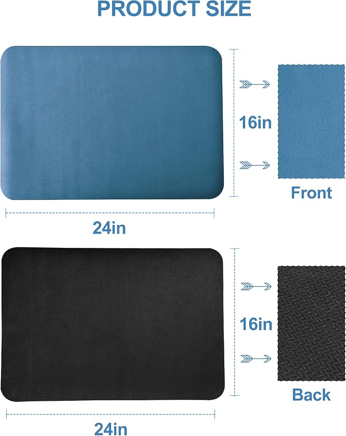 Dish Drying Mat for Kitchen Counter, 16"x24" Pad with Rubber Backed (Blue) | Hide Stain Anti Absorbent for Kitchen Counter, Non-slip Drying Mat for Coffee Machine Dish Rack - Image 7