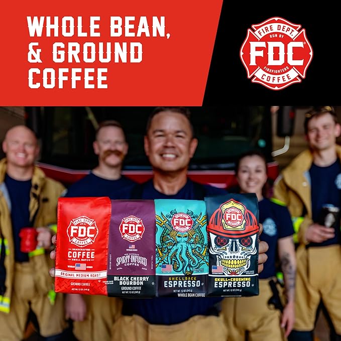 Fire Department Coffee - Gives Back to Firefighters - Bold & Smooth Shellback Espresso Coffee Beans - Roasted in the USA - Premium Espresso Beans - Veteran Owned - Bulk 5 LB