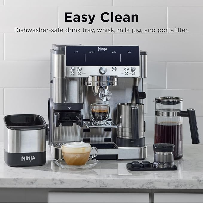 Ninja Luxe Café Premier 3-in-1 Espresso Machine, Drip Coffee, & Cold Brew | Built-in Grinder, Hands-Free Milk Frother, and Assisted Tamper for Cappuccinos & Lattes, Stainless Steel, ES601 - Image 9