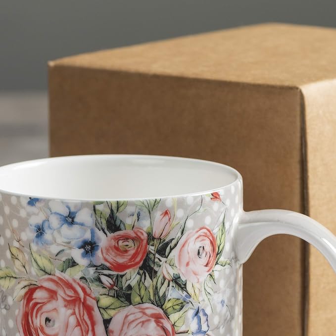 Maison d' Hermine Coffee Mug with Handles Tea Cups (12 Ounce, Pack of 1) | Fine Bone China Coffee Mugs for Hot Beverages Cappuccino Latte Home Restaurant Hotel Spring Summer -Champ De Mars - Dotty - Image 9