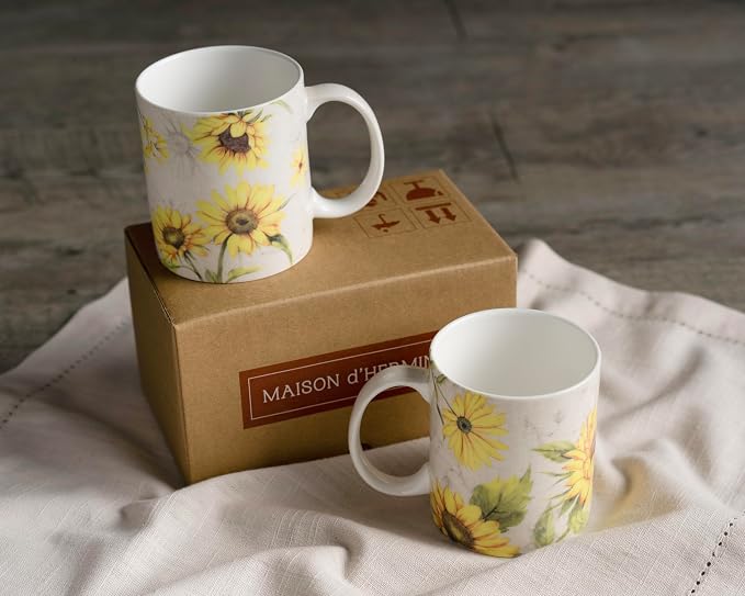 Maison d' Hermine Coffee Mug with Handles Tea Cups (12 Ounce, Pack of 2) | Fine Bone China Coffee Mugs for Hot Beverages Cappuccino Latte Home Restaurant Hotel Spring Summer -Candice - Image 9