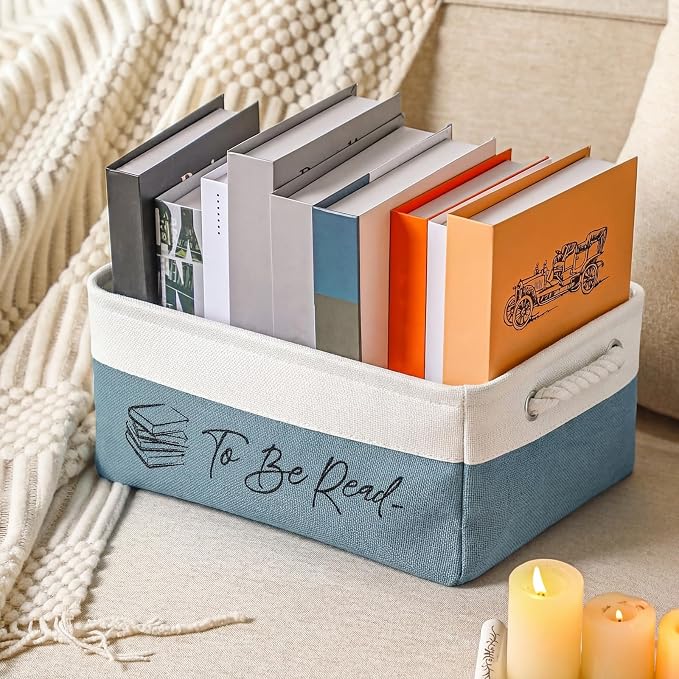 Marsui Book Lover Gifts Tbr Book Storage Basket to Be Read List Storage Bin Bookish Accessories Bookworm Gift for Club Members Student Teacher Reading Accessories - Image 7