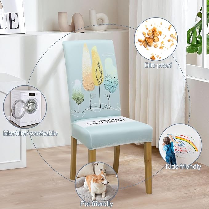 Dining Chair Covers, Stretch Seat Covers, Washable Furniture Protector | 4 Pack, Washable, Stretch Fit, Soft, Non Slip, Dining Chair Covers, Seat Protector, Furniture Cover,Easy Clean - Image 6