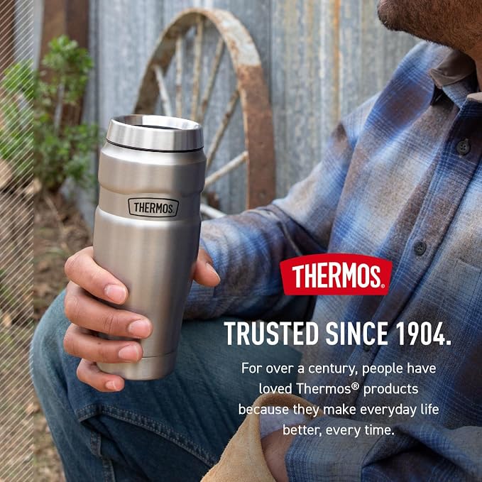 THERMOS Stainless King Vacuum-Insulated Stainless Steel Tumbler - 16oz, Midnight Blue - Insulated Coffee Tumbler for Hot & Cold Drinks - Leak-Proof & Sweat-Proof for Commuting & Traveling - Image 7