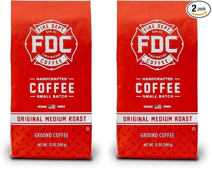 Fire Department Coffee - Gives Back to Firefighters - Balanced & Smooth Original Medium Roast Ground Coffee - Roasted in the USA - Veteran Owned -12 oz (Pack of 2)