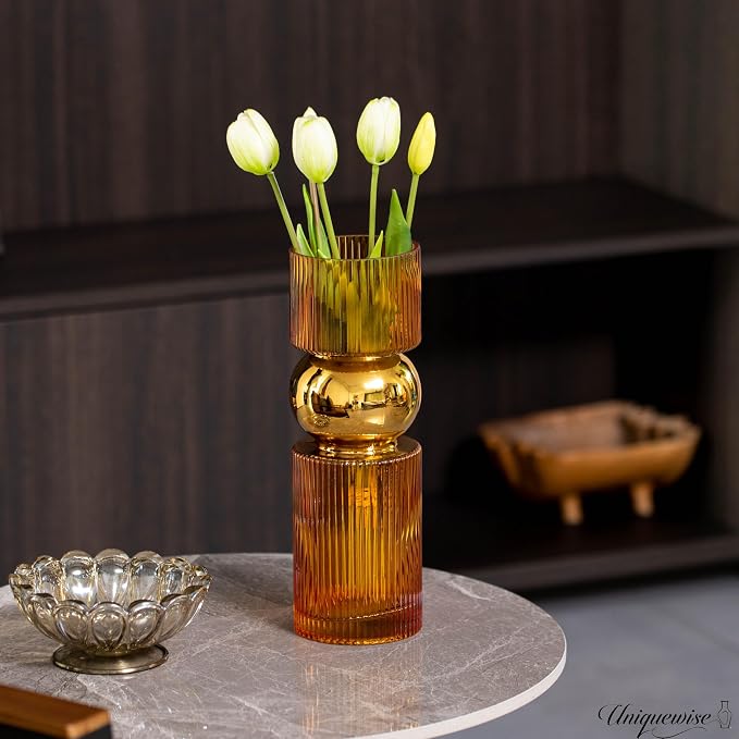 12-Inch Decorative Orange Tall Glass Vase - Modern Minimalist Decor for Parties, and Special Events - Perfect Centerpiece for Coffee Tables, Living Rooms, Dining Tables, Offices, and Farmhouse Decor - Image 7