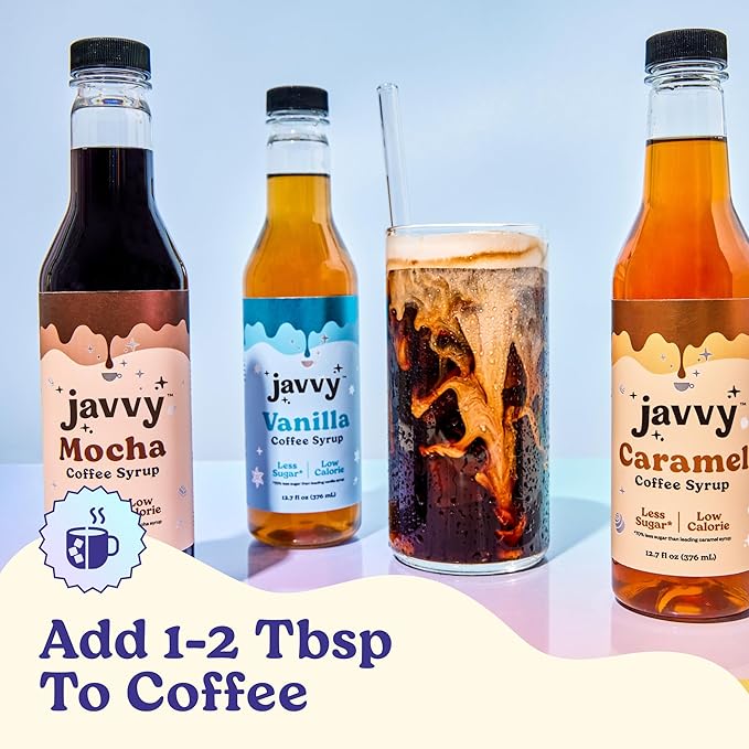 Javvy Coffee Syrup - Zero Sugar, Zero Calorie, Coffee Flavoring Syrup, Coffee Bar Accessories - Great for Flavoring All Types of Drinks β Mocha