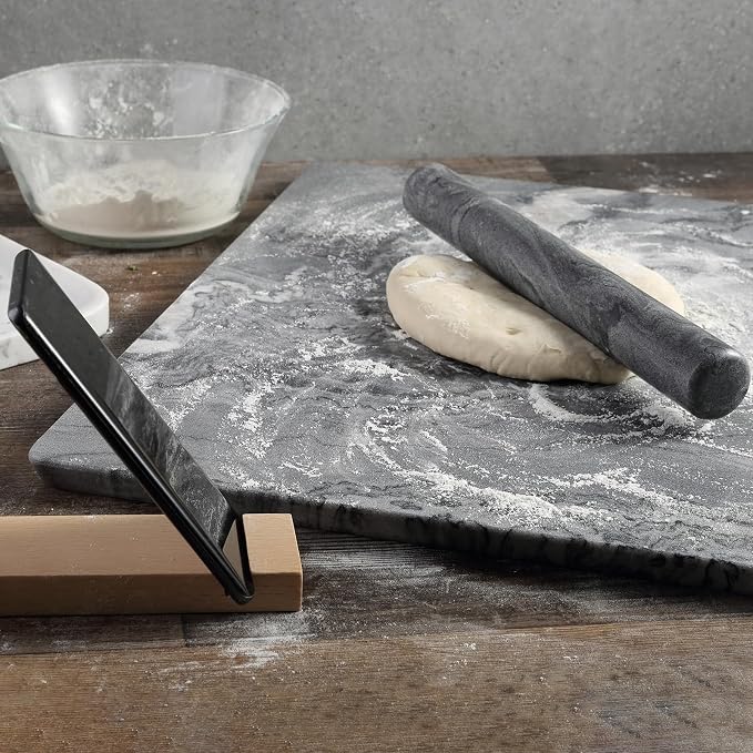 African Natural Marble French Rolling Pin, 12inch Non-Stick Rolling Pin for Baking, Dough Roller for Pasta, Dumpling, Fondant, Pie, Bread, Pizza, Kitchen Baking Tools(Monte Grigio) - Image 7