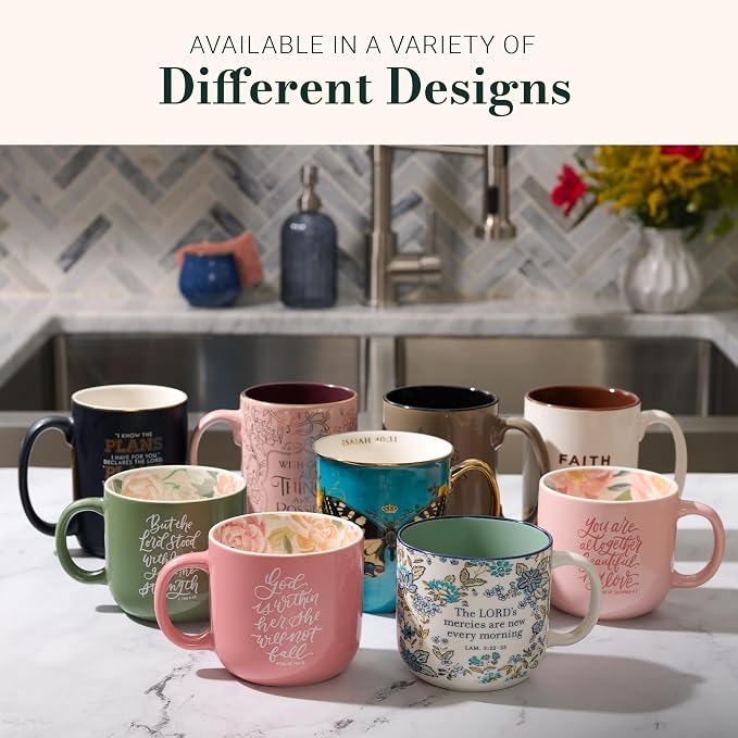 Christian Art Gifts Large Novelty Inspirational Microwave & Dishwasher Safe Ceramic Coffee & Tea Mug for Women: Meries are New Encouraging Scripture, Easy Hold Handle, White & Teal Blue Floral, 14 oz - Image 9