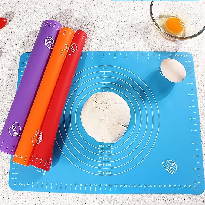 Silicone Rolling Mat 30x40cm Non- With Measurements(Purple) | Rolling Mat Dough, Bread and Pizza, Reusable Kitchen Tool Home Bakers, Blue - Image 9