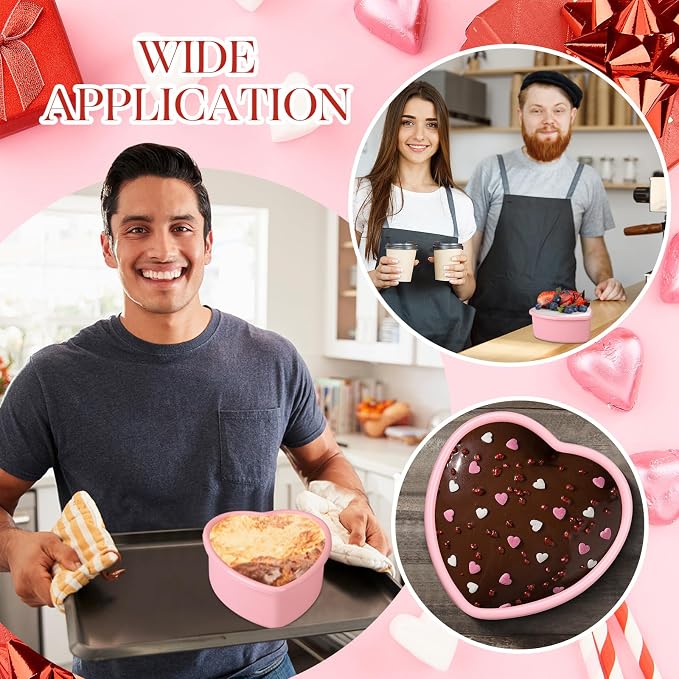 12 Pcs Mother's Day Heart Shaped Cake Pans Pink Red Silicone Mini Heart Cake Mold Nonstick Dessert Pan Chocolate Baking Tray Bakeware for Mother's Day Birthday Cupcake Muffin Tool(Pink,4'') - Image 7