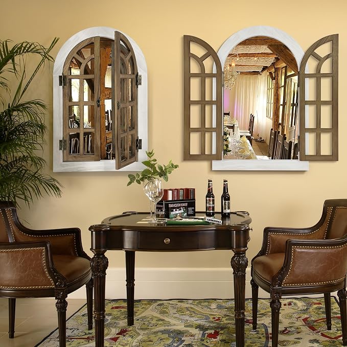 Window Mirrors for Wall Decor -White Arched Wall Mirror Farmhouse Wall Decor Wood Frame Decorative Wall Mirrors Like Window for Bedroom, Living Room, Entrance, Dining Room - Image 8