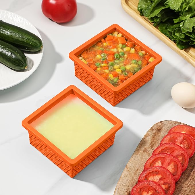 Silicone Freezer Tray with Lid-Stackable Soup Freezer Container Molds,2-Cup Ice Cube Trays for Perfect Portion Control,Food Storage & Meal Prep,Oven & Dishwasher Safe-4 Pack