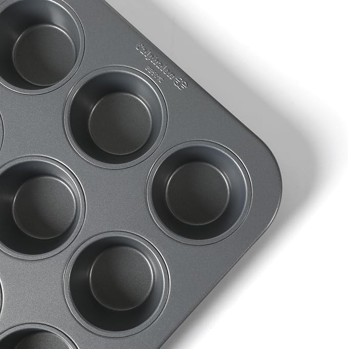 Calphalon Titan Steel Core PFA Free Nonstick 12 Cup Cupcake Muffin Pan, Heavy Duty Carbon Steel Bakeware for Even Heating, Oven Safe Muffin Tray for Cupcakes, Muffins - Image 7