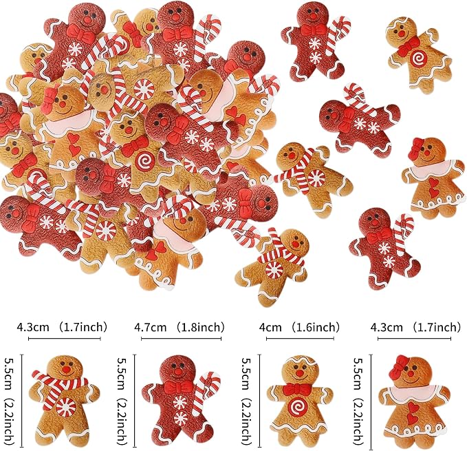 40PCS Edible Merry Christmas Cupcake Toppers - Wafer Paper Gingerbread Man Cupcake Toppers Decorations for Christmas Theme New Year Holiday Party Cake Decorations Supplies - Image 6
