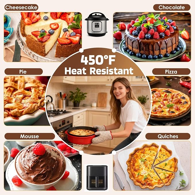 MASSUGAR 9 Inch Springform Pan, Nonstick Cheesecake Pan with Silicone Protector, 50 Pcs Parchment Paper Liners & 3 Cake Scrapers, No Leaks in Water Bath, Leakproof Round Cake Pan with Removable Bottom - Image 7