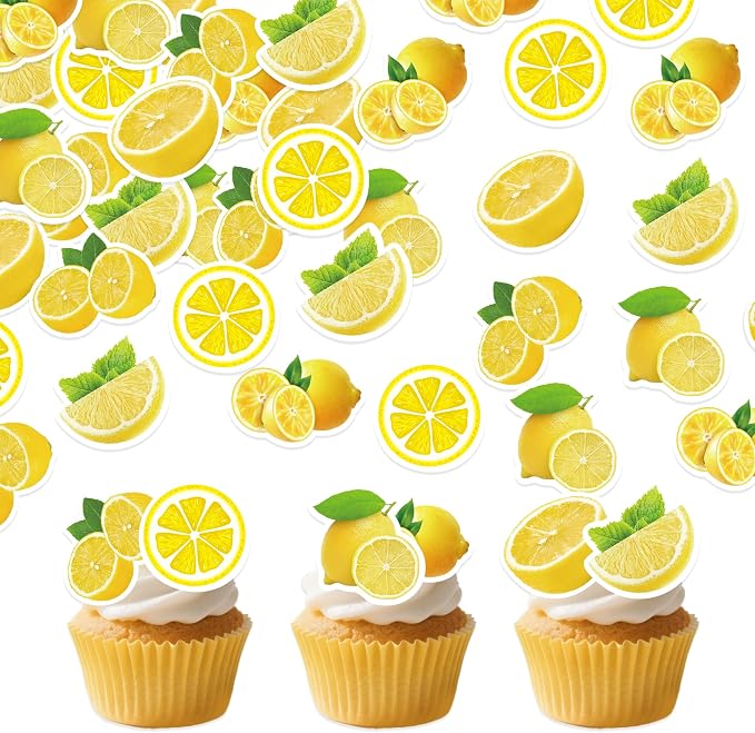 72Pcs Edible Lemon Cupcake Toppers Fruits Theme Party Decorations Lemonade Theme Cupcake Toppers for Summer Fruit Theme Theme Party Wedding Bridal Shower Supplies - Image 7