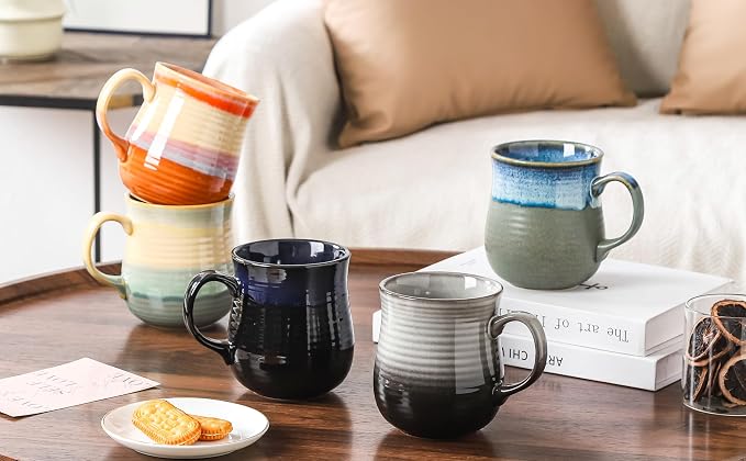 21 oz Large Ceramic Coffee Mugs, Handmade Tea Cups with Handle | Pottery Mug Handmade for Office and Home, for Men and Women, Dishwasher and Microwave Safe, Great Gift, Orange - Image 6