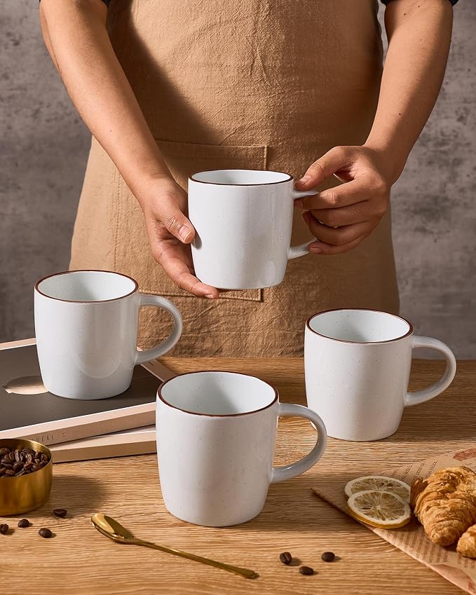 famiware Mercury Coffee Mugs 13 oz, Coffee Mugs Set of 4 with Handle, Ceramic Cups for Latte, Hot Tea, Cappuccino, Mocha, Cocoa, White - Image 7
