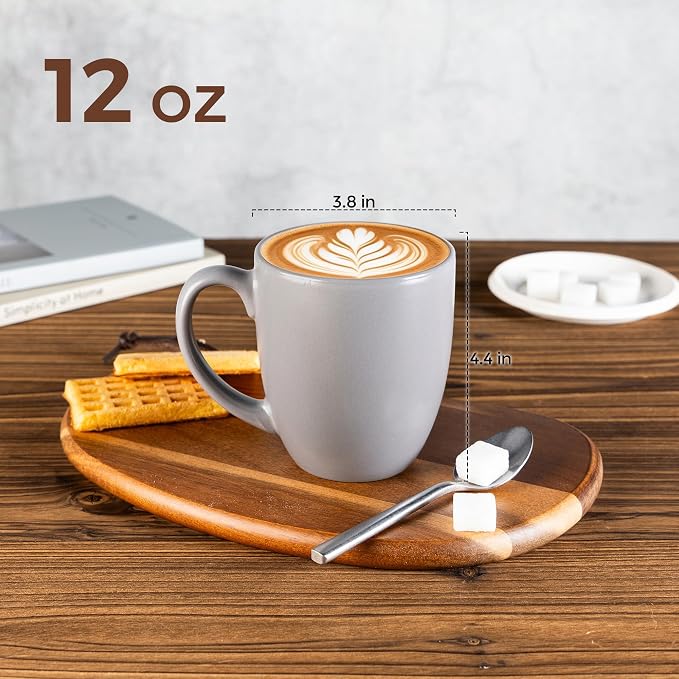 GBhome 12 oz Coffee Mug Set of 6, Large Ceramic Coffee Mugs for Men Women | Modern Stoneware Coffee Mugs Set with Handle for Tea/Latte/Cappuccino/Milk/Cocoa, Dishwasher & Microwave Safe - Image 9