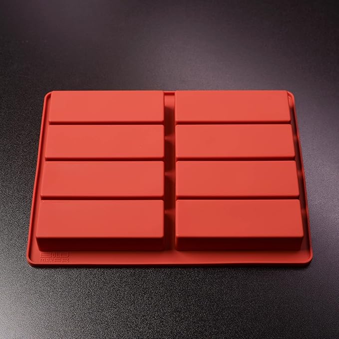 Bold Maker 8 Cavity Rectangle Silicone Mold (2pcs) - 23815 - Ideal for Granola Bars, Nutrition Bars, Cereal Bars, Butter, Truffles, Cheesecake, Brownies, Cornbread, Dessert, Pudding