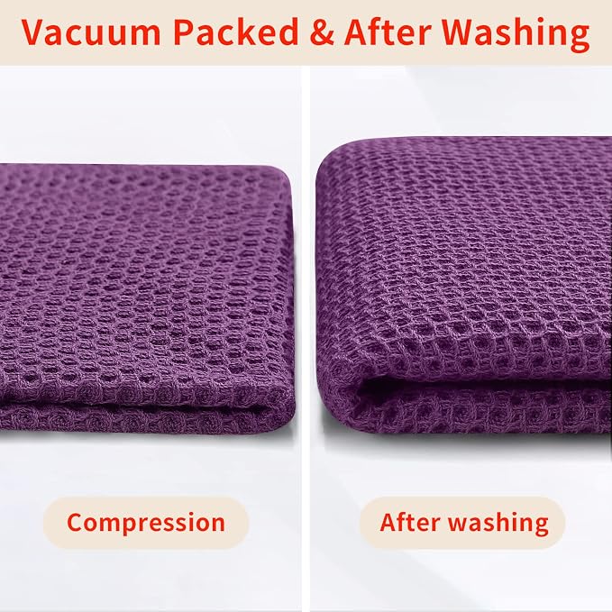 Homaxy 100% Cotton Waffle Weave Kitchen Dish Towels 4-Pack, Purple | 13 x 28 Inches, Ultra Soft Absorbent Dish Towels, Quick Drying Cleaning Towels - Image 7