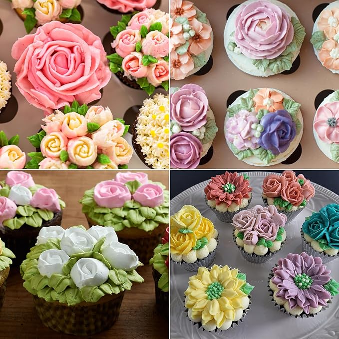 5pcs/set Leaf Piping Icing Nozzles,Stainless Steel Cake Piping Icing Nozzles with 10Pcs Disposable Piping Bags,Cake Decorating Tips Set for Baking