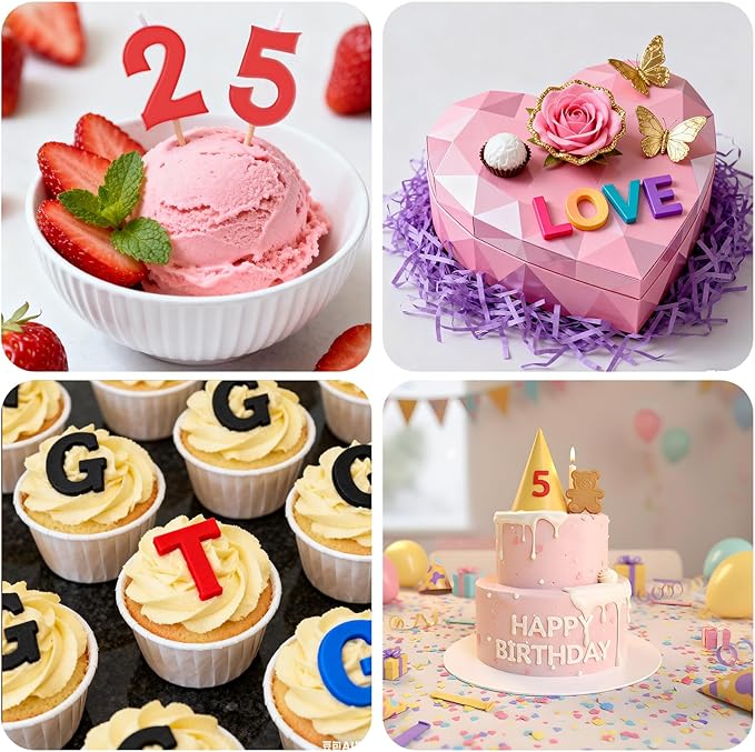2Pcs Alphabet Numbers Silicone Molds Set, Reusable Silicone Molds for Craftse, Non-Stick Fondant Mold for Baking, Cake Decorating, and Edible Crafts