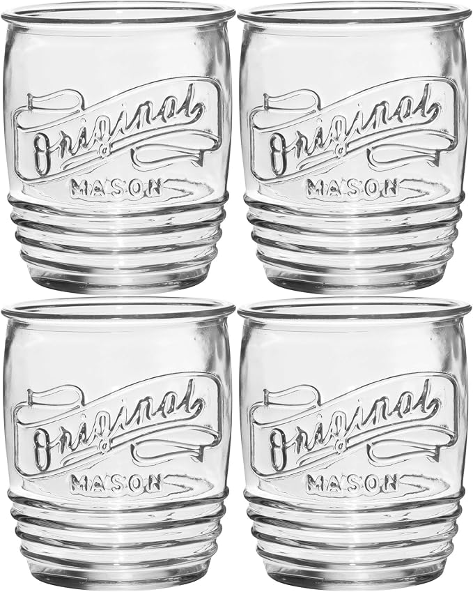 Glaver's Drinking Glasses Set of 4 Original Mason Whiskey 13 Oz Genuine Artisan-Made Vintage Italian Tumbler Glassware Set for Refreshing Drinks, Beverages, Iced Tea - Image 6