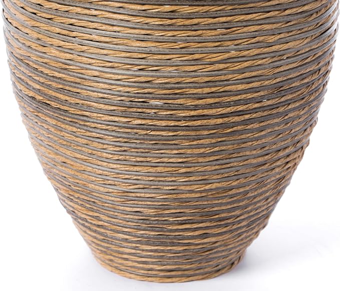 Set of 2 38-inch Tall Artificial Rattan Floor Vase in Elegant Beige - Statement Piece for Living Room Decor, Entryway, or Hallway - Versatile Home Accen - Image 7