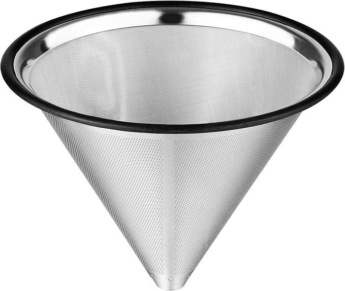 Pour Over Coffee Filter Metal Base Reusable Stainless Steel Coffee Dripper Perfect for Chemex Hario Bodum & Other Coffee Makers Paperless Coffee Filter for Sustainable Brewing